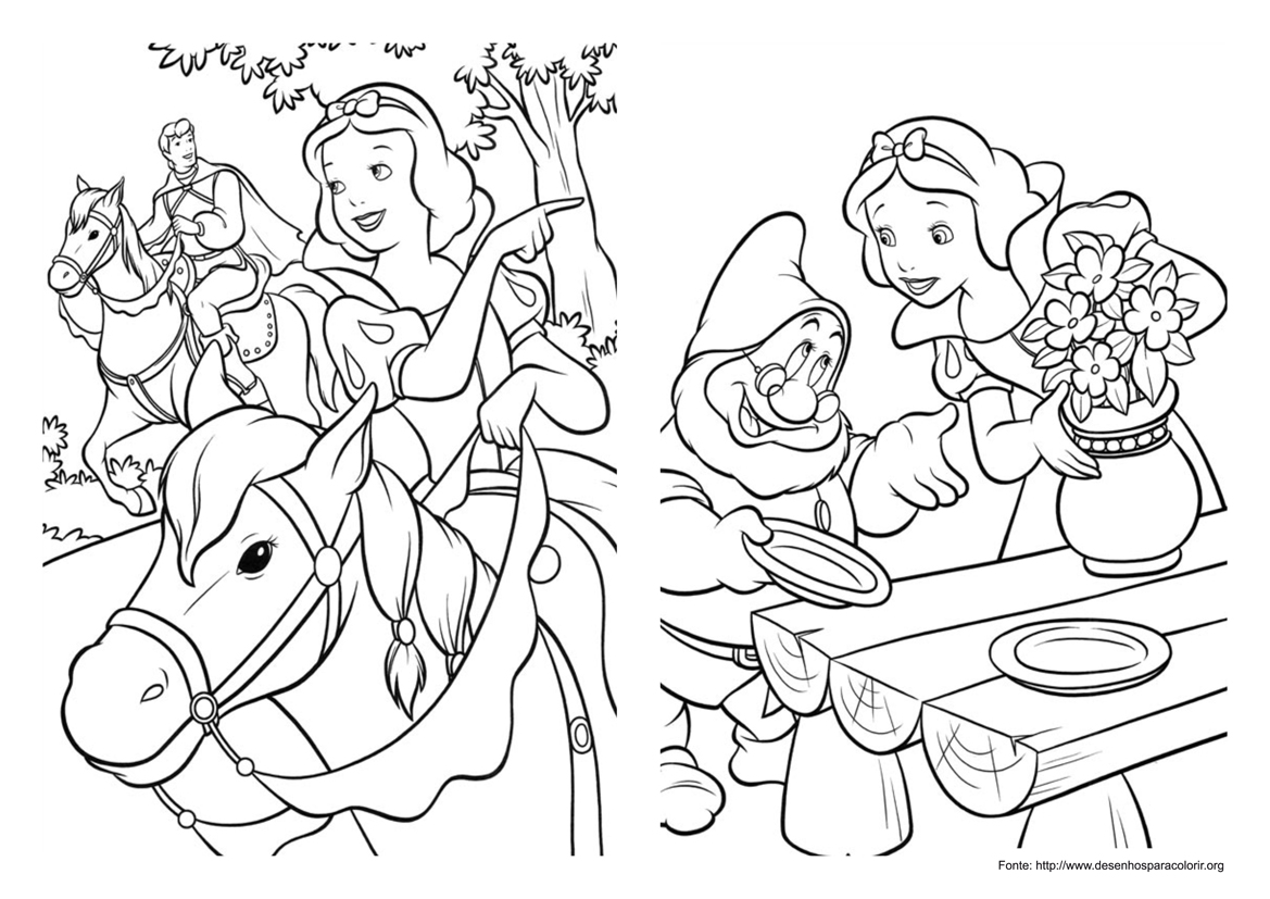 Branca de Neve desenho para colorir 01 e 02