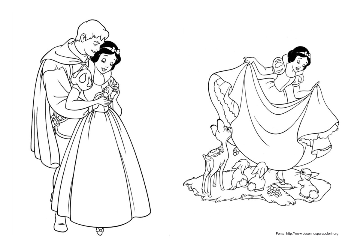 Branca de Neve desenho para colorir 03 e 04